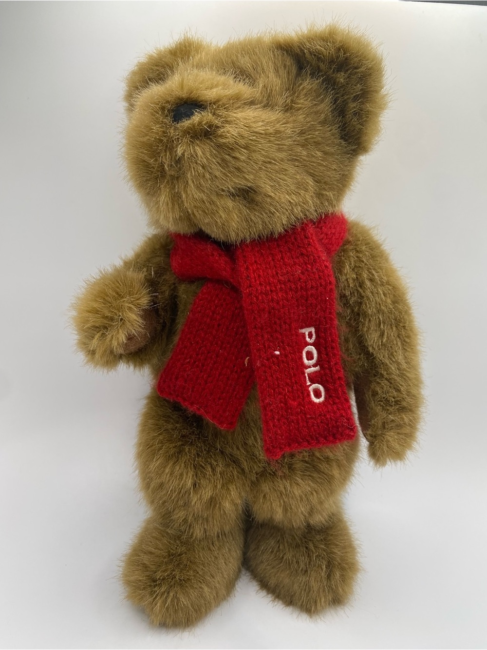 Ralph Lauren Brown Plush Teddy Bear with Red Polo Scarf
